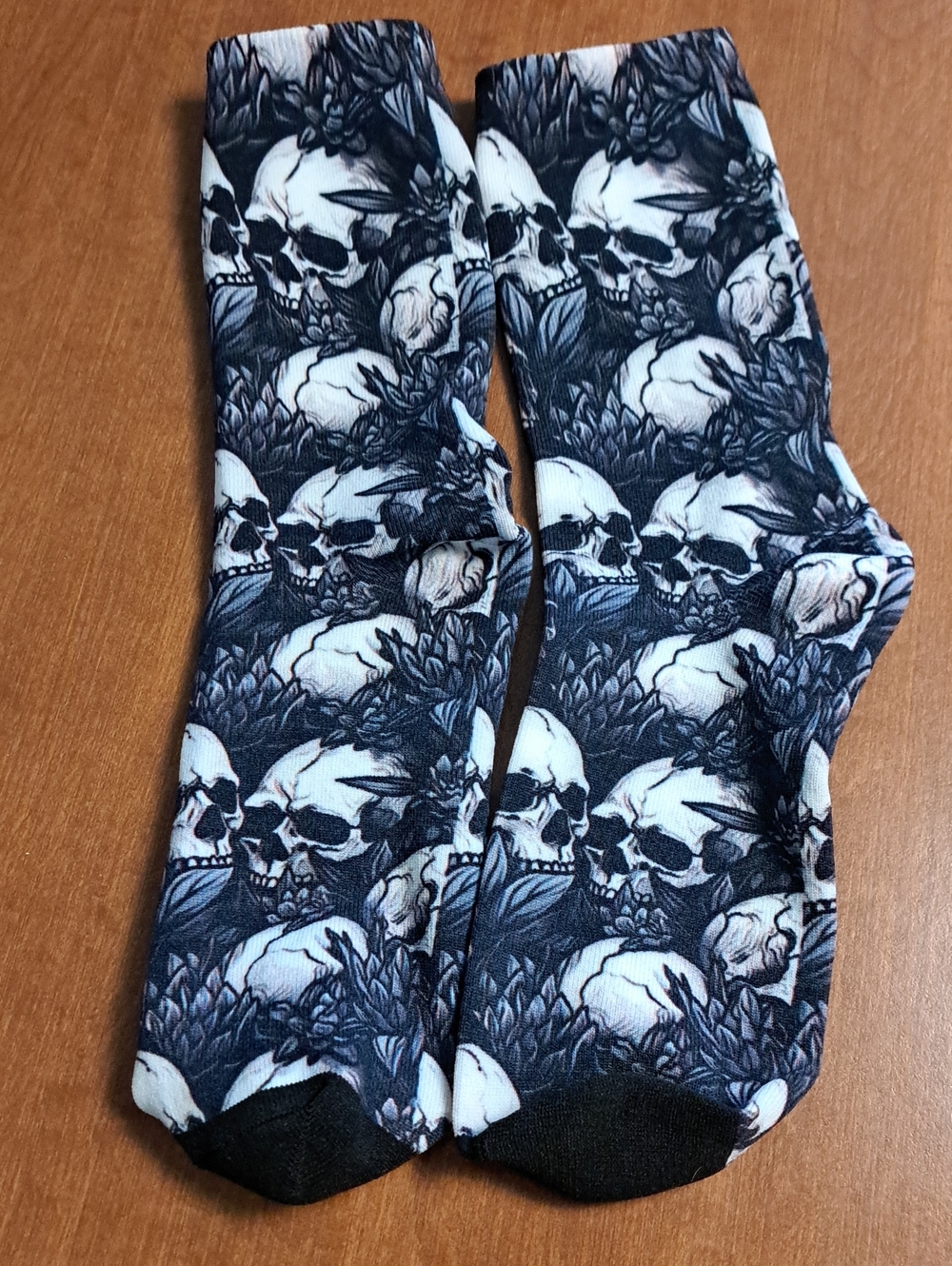 Unis Skull Print Pajama Socks -ex Black & White Size 5-10